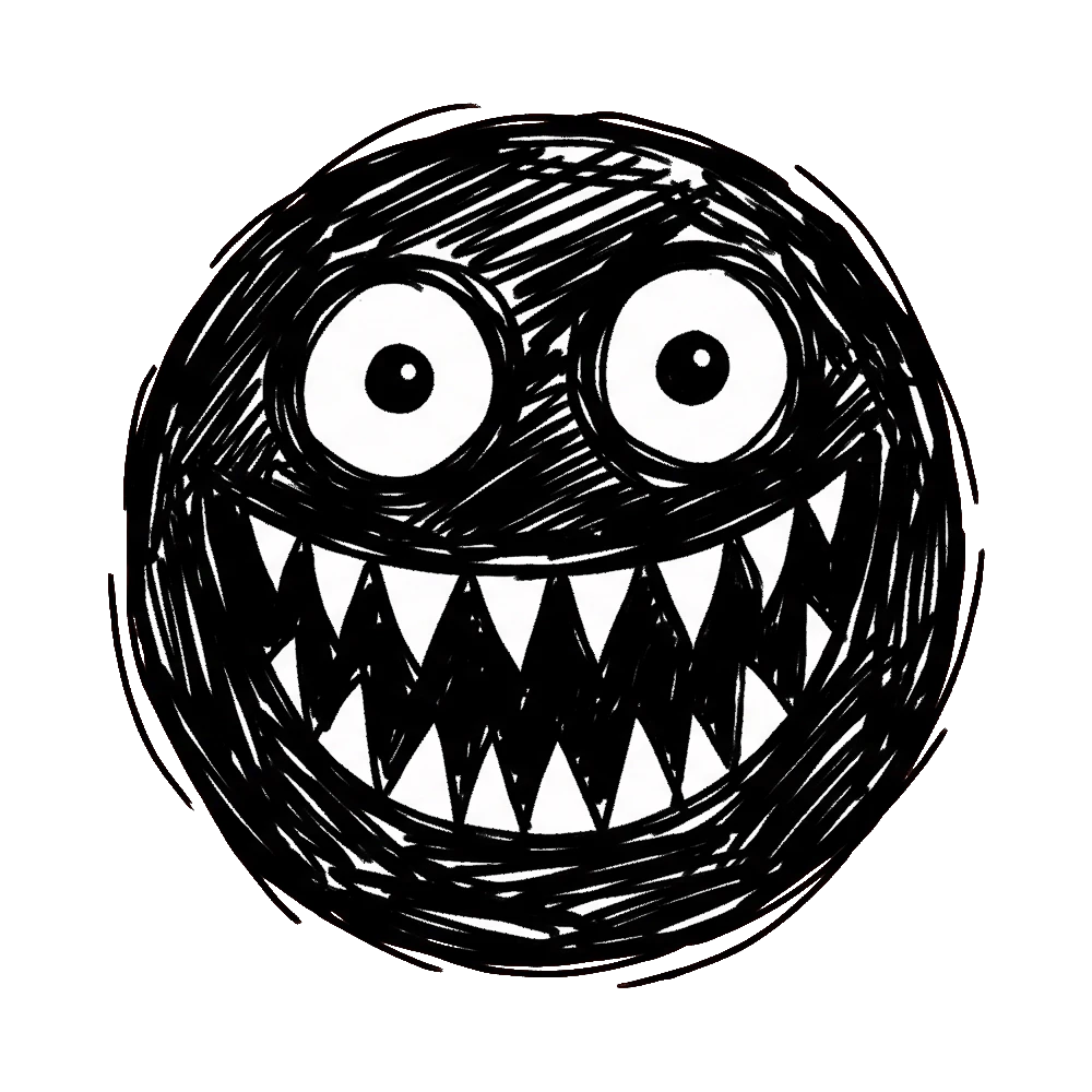 The hole, a scribbled black monster with a grin full of sharp teeth